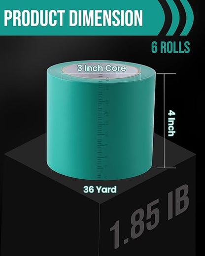 Lichamp 6 Rolls Vinyl Tape, Premium Safety Marking and Traffic Floor Marking Tape, Bundling, Social Distancing, 4 Inch x 36 Yards per Roll, 216 Total Yards, Green