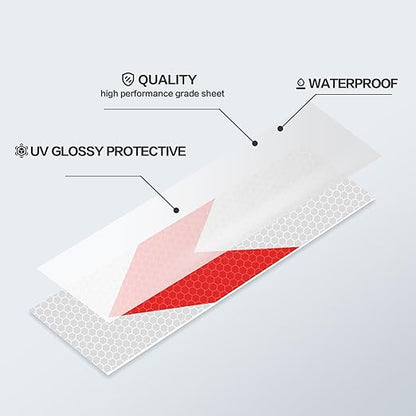 White Red Arrow Reflective Tape 2 Inch x 33 FT Waterproof Caution Tape Reflective Stickers for Floor,Step,Cars,Warehouse,exit.