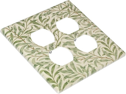 Decorative Outlet Covers Morris Green Willow Leaf Olive Leaves 2 Gang Wall Plate Cover Double Duplex Receptacle Two Switch Light Switch Cover Plate Jumbo Dual Faceplate for Home Decor