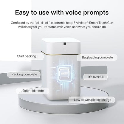 Airdeer Automatic Trash Can, 4 Gallon Self Sealing and Self-Changing Smart Trash Can, Motion Sensor, Touchless Garbage can with lid for Kitchen Bathroom Office, 6 Refill Rings(A1, Golden line)