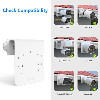 HOLACA Gutter Mount Compatible with Tapo 2K 3MP Indoor/Outdoor Dual Lens Pan/Tilt Security Camera, TP-Link Tapo C246D/C236/C216/C217/C113/C420/C400/C400 Kit/C460 Security Camera
