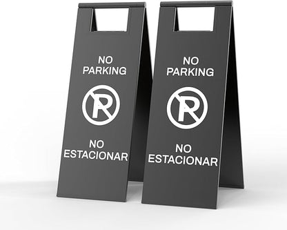 2-Pack No Parking Sign, stainless steel,24 Inch Height, Double Sided A-Shaped Frame No Parking Sign, Folding No Parking Signs for Outside, Lawn, Driveway, Garage, Yard, Fire Lane