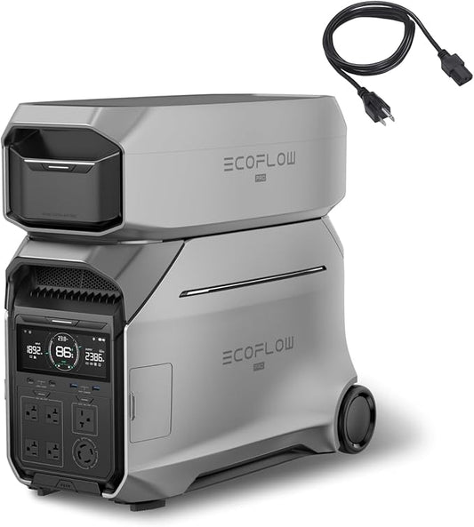 EF ECOFLOW 8kWh Portable Power Station: DELTA Pro 3 with AC Cable and Extra Battery, 120/240V 4000W AC Output, Solar Generator for Home Use, Camping, Emergencies, RVs, and Outdoor Generators