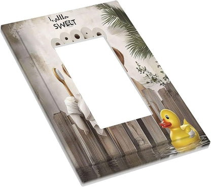 Funny Dog Rustic Farmhouse Wooden Fence Labrador Decorative Outlet Covers 1 Gang Single Rocker Light Switch Cover Plate Wall Plates Gfci Faceplate For Kids Room Bathroom Decor