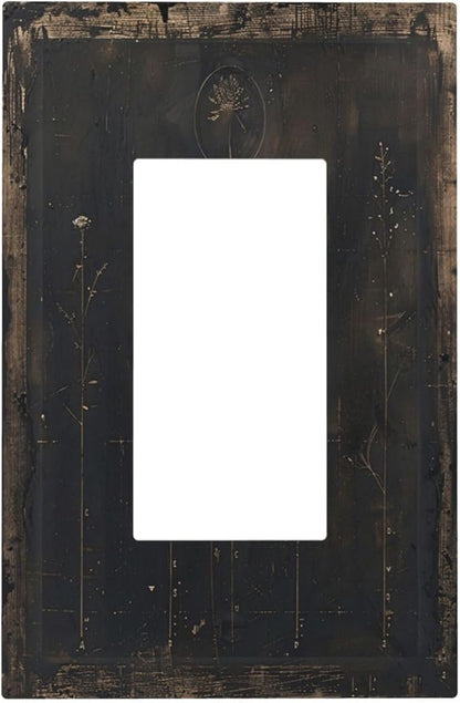 Decorative Outlet Covers Black And White Dandelion Art Vintage Wood Grain 1 Gang Single Rocker Light Switch Cover Plate GFCI Wall Plates Electrical Switch Plate Cover for Farmhouse Cabin Decor