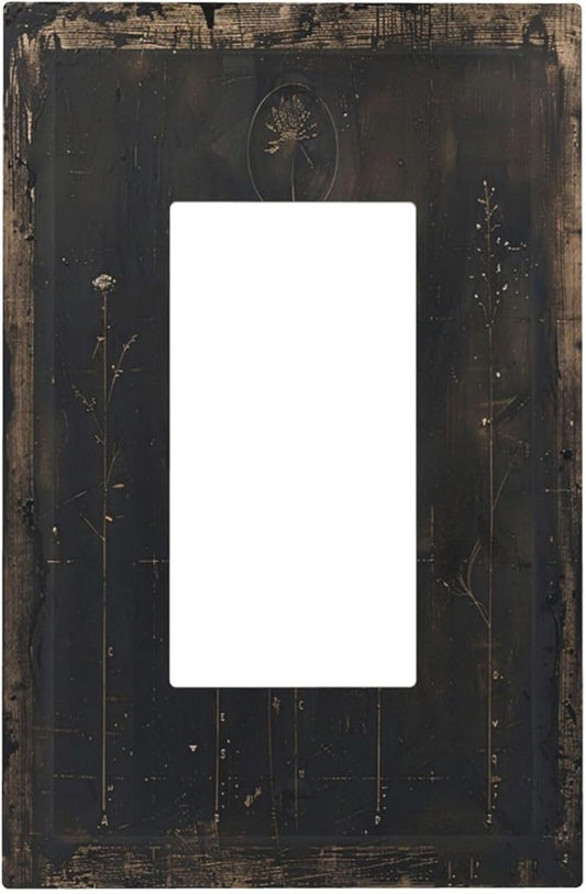 Decorative Outlet Covers Black And White Dandelion Art Vintage Wood Grain 1 Gang Single Rocker Light Switch Cover Plate GFCI Wall Plates Electrical Switch Plate Cover for Farmhouse Cabin Decor