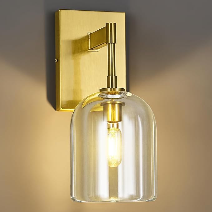 Modern Crystal Wall Sconces Set of Two Indoor Gold Wall Lamp Vanity Wall Lighting for Bathroom Bedroom Living Room Stair（2Pack）