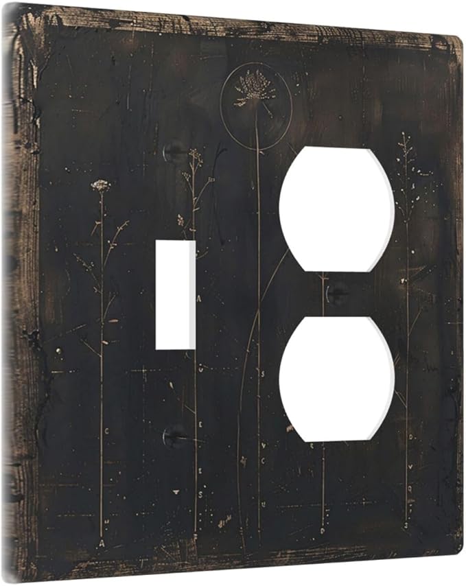 Outlet Covers Black And White Dandelion Art Vintage Wood Grain 1 Toggle 1 Duplex Switch Plate Covers Electrical Light Switch Cover Plate Decorative Wall Plate Socket Cover for Farmhouse Cabin Decor