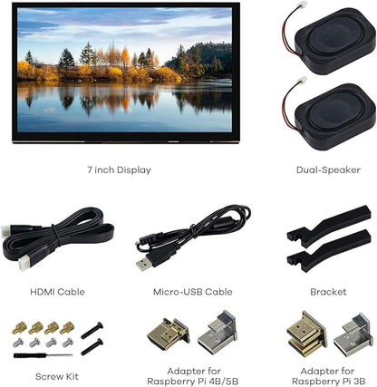 7 Inch IPS LCD Touch Screen Raspberry Pi Monitor Display 1024×600 Capacitive Screen HDMI Monitor Compatible with Raspberry Pi 5/4B/3B+, BB Black, Windows 10 8 7