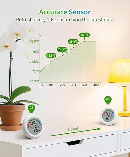 Digital Room Thermometer Hygrometer Indoor-Humidity Meter Monitor with Accurate Temperature Humidity Sensor Comfort Indicator ℃/℉ Switch for Wall Baby Home Greenhouse Cellar Garage Nest Reptile