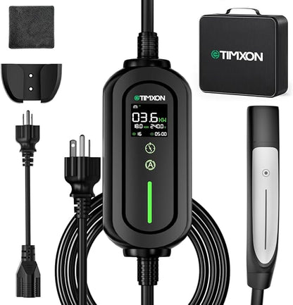 Level 2 & Level 1 EV Charger for Tesla Mobile Charing,16A,ETL Certified with 25ft Extension Cable,NACS Connector,NEMA 6-20P to 5-15P Adapter,Electric Car EV Charger for Tesla Model Y/X/3/S