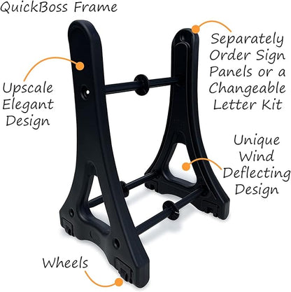 SmartSign 24"x36" Changeable Message Board Sidewalk Sign, Standard Portable A-Frame Sign & Letter Kit for Outdoor, Business, Large Black Standing Frame with Wheels, USA-Made