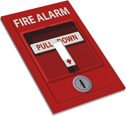 Decorative Light Switch Plate Covers Red Fire Alarm Novelty 1 Gang Wall Plate Single Toggle Switch Cover Plate Jumbo Electrical Switchplate Receptacle Faceplate for Bedroom Office Decor