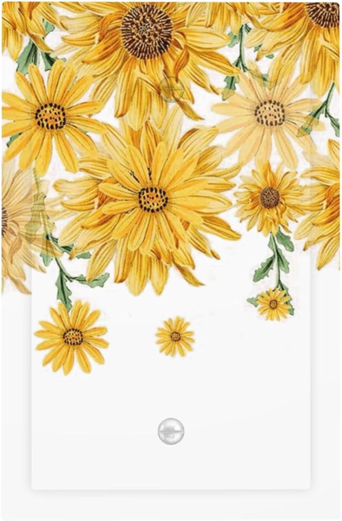 Sunflower Yellow Flowers Floral Light Switch Cover Plate 1 Gang No Device Blank Electrical Wall Plates Faceplate Decorative Switch Plate for Bed Room Living Room Decor