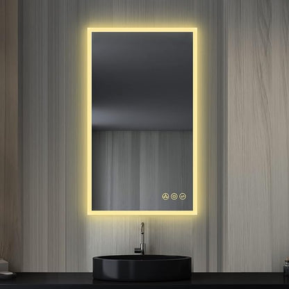 Blossom 21x36 LED Mirror for Bathroom | Backlit LED Vanity Mirror with Anti-Fog, Stepless Dimmable, 3 Color Temperature | Lighted Mirrors for Bathroom Wall | Smart Vanity Makeup Mirror with Lights