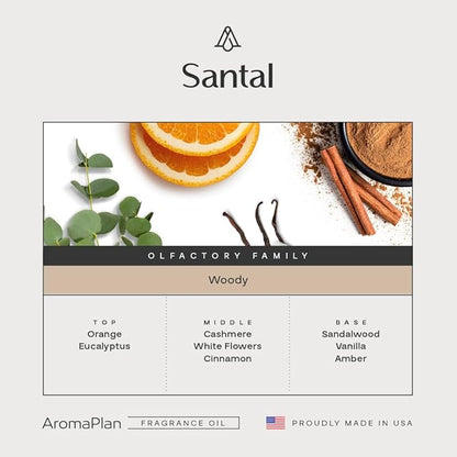 AromaPlan Hotel Scents Santal 16 Fl Oz (473ml), Home Luxury Aroma & Hotel Diffuser Oil- Hotel Diffuser Oil for Aromatherapy- USA Made, Bigger Bottle, Bolder Aroma & Longer Lasting