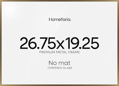 Homeforia 19.25x26.75 Bronze Puzzle Frame, High End Metal 19.25 by 26.75 Picture Frames without Mat, 26.75x19.25 Brass Art Frame for Wall, 19.25by26.75 Puzzle Frames, Tempered Glass, Wall Kit, Set of 1