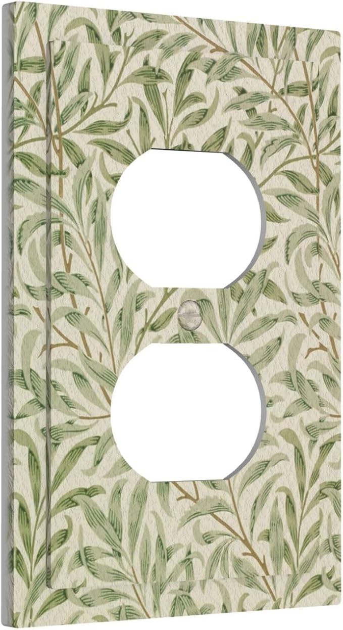 Decorative Outlet Covers Vintage Morris Willow Leaf Green Leaves 1 Gang Wall Plate Receptacle Duplex Light Switch Cover Plate Single Dual Plug Covers Electrical Switchplate Faceplate