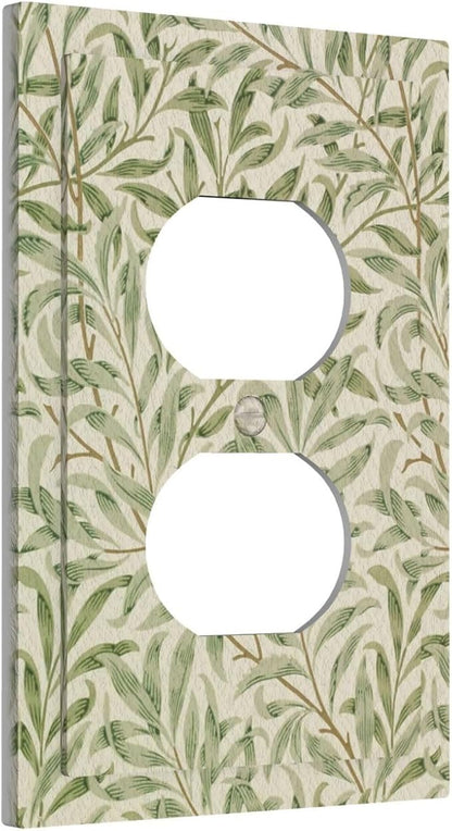 Decorative Outlet Covers Vintage Morris Willow Leaf Green Leaves 1 Gang Wall Plate Receptacle Duplex Light Switch Cover Plate Single Dual Plug Covers Electrical Switchplate Faceplate