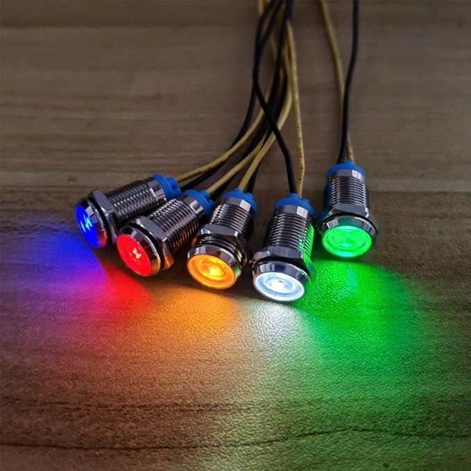 5pcs 10mm LED Metal Indicator Light 110V-220V AC Waterproof Signal Lamp (Yellow)