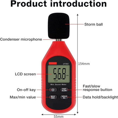 Handheld Decibel Meter Sound Levels Device for Home Applications to Measure and Control Environmental Noise Digital Sound Meter