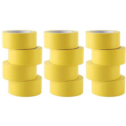 Lichamp 12 Rolls Vinyl Tape, Premium Safety Marking and Traffic Floor Marking Tape, Bundling, Social Distancing, 2 Inch x 36 Yards per Roll, 432 Total Yards, Yellow