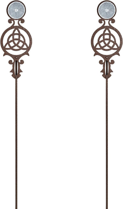 Touch of Class Pathways Reflective Driveway Marker Stake Set of Two for Outdoor Use | Celtic Knot Emblem Design | Personalized Tall Reflector Set of 2 | Weathered Bronze Durable Finish