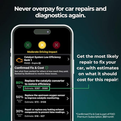 FIXD Bluetooth OBD2 Scanner for Car - Car Code Readers & Scan Tools for iPhone/Android - Wireless OBD2 Auto Diagnostic Tool - Check Engine & Fix All Vehicles 1996+ (1 Pack w/Free FIXD Premium Trial)