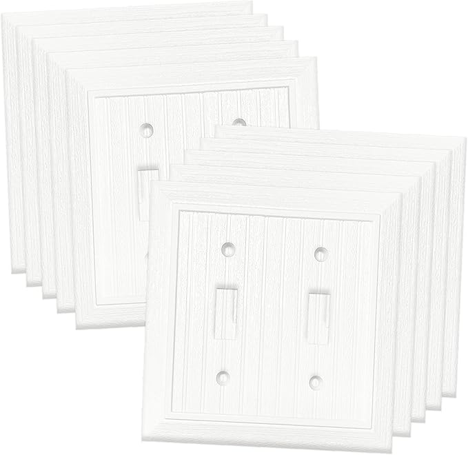 Modern Decorative Wall Plate Retro Wood Grain design Switch Cover Outlet Cover for Light Switch, Smart Switch, Dimmer, GFCI, USB Outlet (10 Pack, Double Toggle)