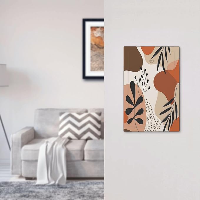 Light Switch Cover Plate Boho Botanical Orange Green Beige Minimalist 1 Gang No Device Blank Electrical Wall Plates Faceplate Decorative Switch Plate for Bedroom living Room Decor
