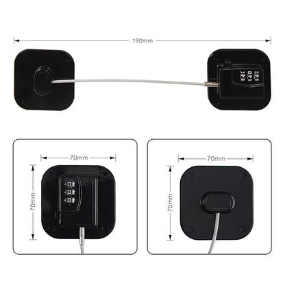 2 Packs Refrigerator Lock Combination Coded Fridge Lock Freezer Child Safety Lock Door Lock with Strong Adhesive No Keys Needed Black