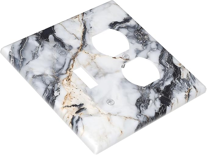 Outlet Covers Black Gold Marble Abstract Modern Luxury 1 Toggle 1 Duplex Switch Plate Covers Electrical Light Switch Cover Plate Decorative Wall Plate Socket Cover for Bedroom Home Decor