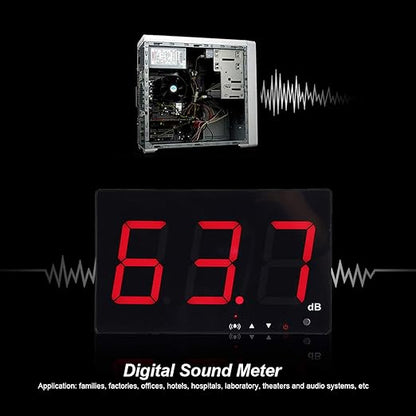 SW-525B Digital Sound Meter Noise Decibel Tester with 9.6 LCD Display Alarm Function Data Storage USB for Factories Offices Theaters