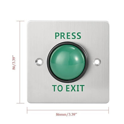 Push to Exit Button for Door Access Control Big Press Button IP68 Waterproof 304 Stainless Steel Shell NO/COM Output