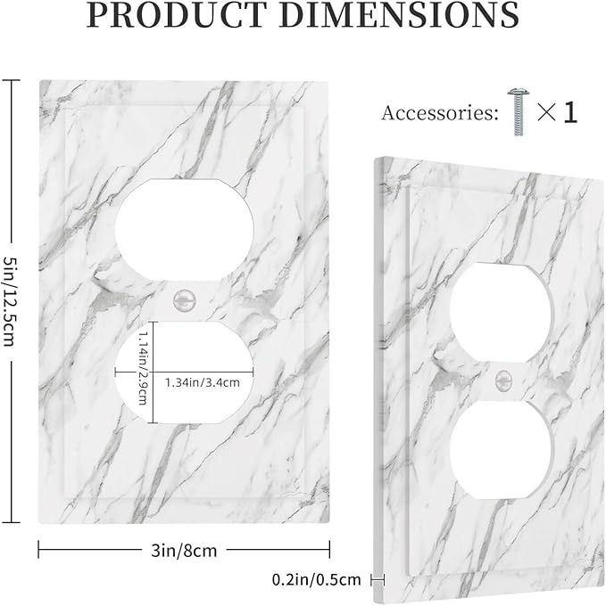 Decorative Outlet Covers Modern Grey Marble Texture 1 Gang Duplex Light Switch Cover Plate Unique Wall Plates for Electrical Outlets Switch Plate Covers for Bedroom Kitchen Home Decor