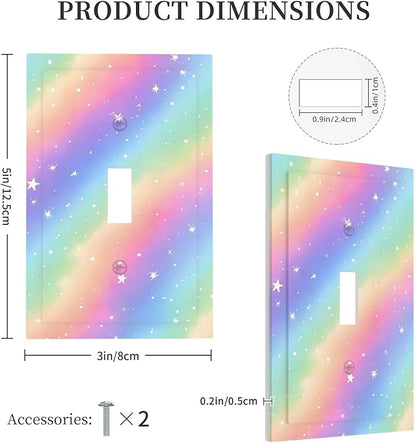 Decorative Light Switch Cover Plate Pink Blue Purple Iridescent Rainbow 1 Gang Single Toggle Wall Plates for Electrical Outlet Covers Switch Plate Covers Faceplate for Bedroom Home Decor