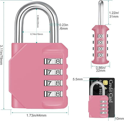 ZHEGE Combination Lock, 4 Digit Combination Padlock Outdoor, School Lock, Gym Locks (Pink)
