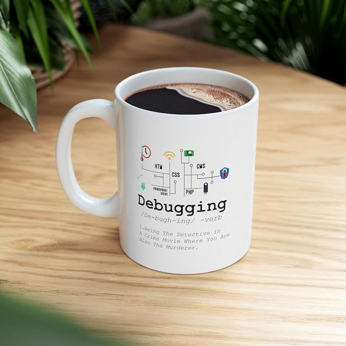 Personalized Debugging Definition Mug Customized Funny IT Programmer Programming Coding Code Coffee Mug 11oz Computer Teacher Student Present 11oz