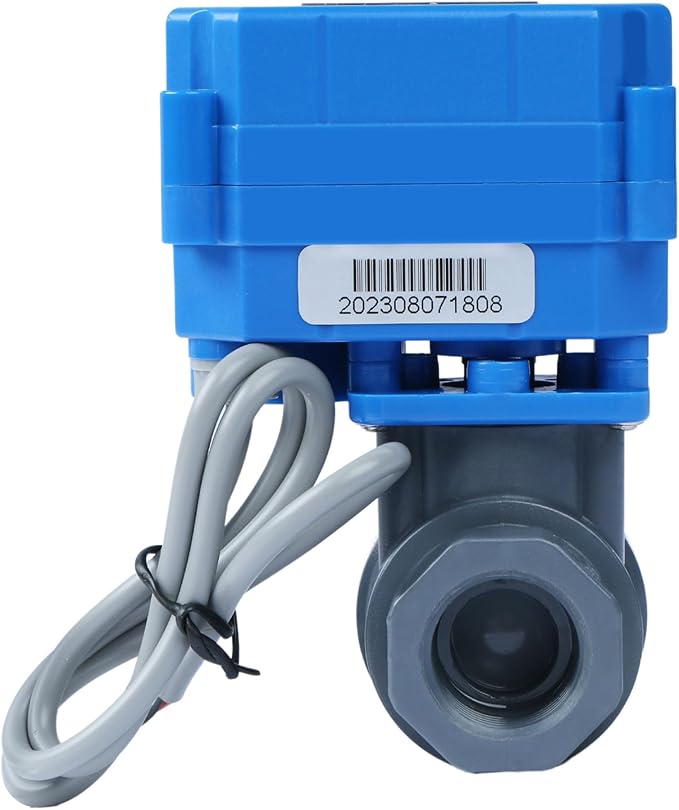 U.S. Solid 1/2 in UPVC Motorized Ball Valve - Plastic Electrical Ball Valve with Full Port, 2 Wire Auto Return, 9-36V AC/DC, Normally Closed