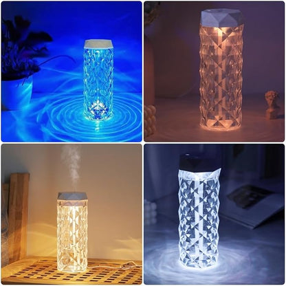 Portable Small Humidifier Dual Nozzle - Large Cool Mist Humidifiers Double Spray Ports, Water Shortage Protection, Ultra-Quiet, Mini Humidifier for Bedroom Plants Office Car Travel (Crystal Lamp)