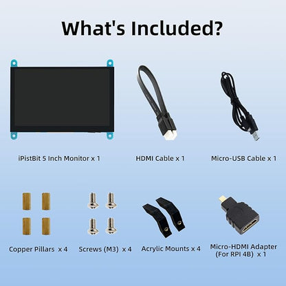 5'' Raspberry Pi Monitor, Capacitive Touchscreen Monitor 800x480 HDMI IPS Screen for Raspberry Pi 5 4 3 2 Zero BB, Driver-Free