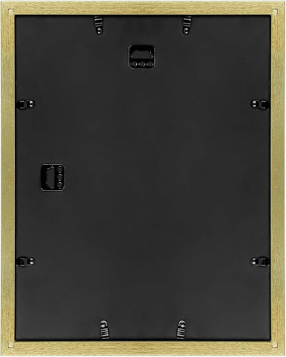 Golden State Art, 11x14 Picture Frame with Mat for 8x10 - High Definition Glass Wall Mounting Horizontal Vertical Display (Gold, 2 Pack)