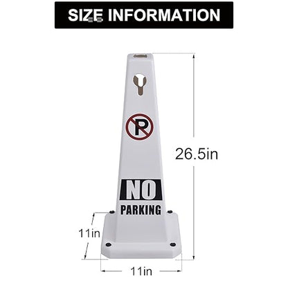 OrangeStar No Parking Cones 4-Pack, 26.5" Large 4-Sided Traffic Cones with Heavy Rubber Base for Parking Lot Control, Safety, Driveway | Indoor Outdoor Use