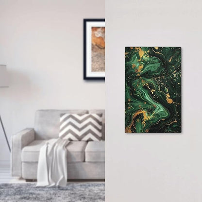 Green/Gold Modern Abstract Luxury Marble 1-Gang No Device Blank Wallplate Electrical Light Switch Covers Decorative Receptacle Face Plate Cover for Bathroom 5 X 3 IN