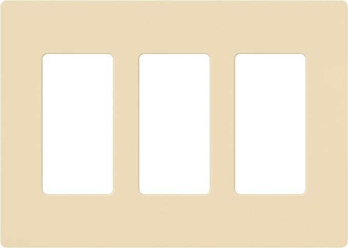 Lutron Claro Light Switch Cover Plate, 3 Gang Wallplate, for Decorator Light Switches, Rocker Light Switch Cover, Outlet Cover, Screwless Switch Plate Cover, Gloss, CW-3-IV, Ivory