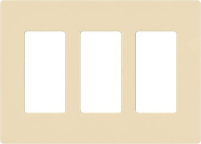 Lutron Claro Light Switch Cover Plate, 3 Gang Wallplate, for Decorator Light Switches, Rocker Light Switch Cover, Outlet Cover, Screwless Switch Plate Cover, Gloss, CW-3-IV, Ivory