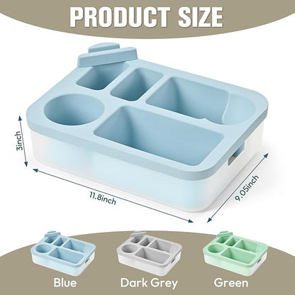 Couch Cup Holder Tray with Rotating Phone Stand & Anti-Spill Design, Silicone Sofa Caddy for Drinks, Remote, Snacks (Dark Grey, 11.8"x 9.05")