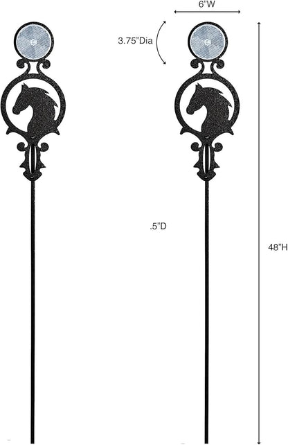 Touch of Class Pathways Reflective Driveway Marker Stake Set of Two for Outdoor Use | Horse Silhouette Design | Personalized Tall Reflector Set of 2 | Black Durable Finish