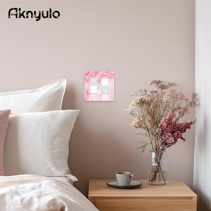 Abstract Pink Marble Design Acrylic Outlet Wall Plate Light Switch Cover Decorative Wall Plate 2 Gang