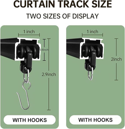 Ceiling Curtain Tracks Ceiling Mounted Heavy-Duty Curtains Rails Room Divider Curtain Track for Living Bedroom Shower Privacy RV Garage Divider Track and Hooks, Black 12ft.